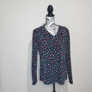 intimate essentials large womens fleece long sleeve polka dot shirt